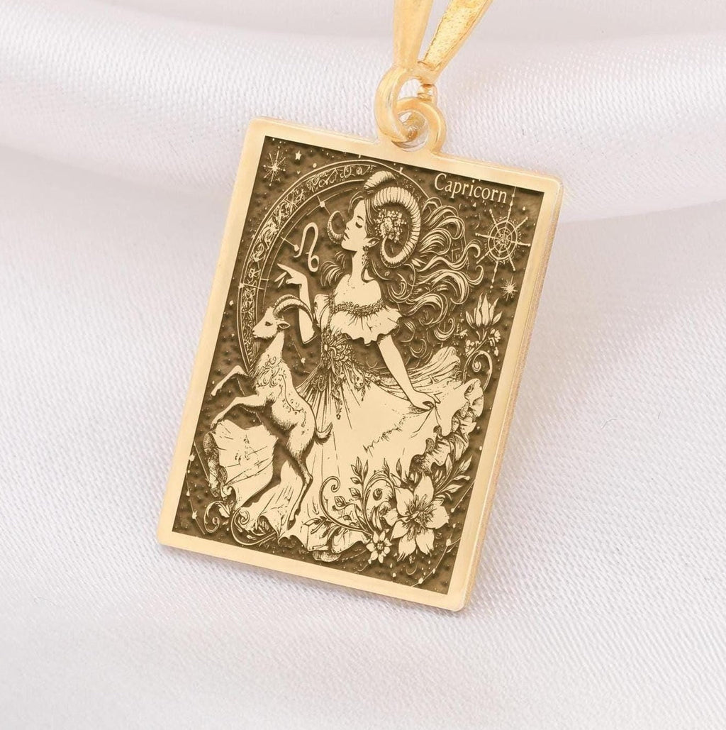 Capricorn Zodiac Necklace: 14K Gold with capricorn pendant custom zodiac astrology - View 48