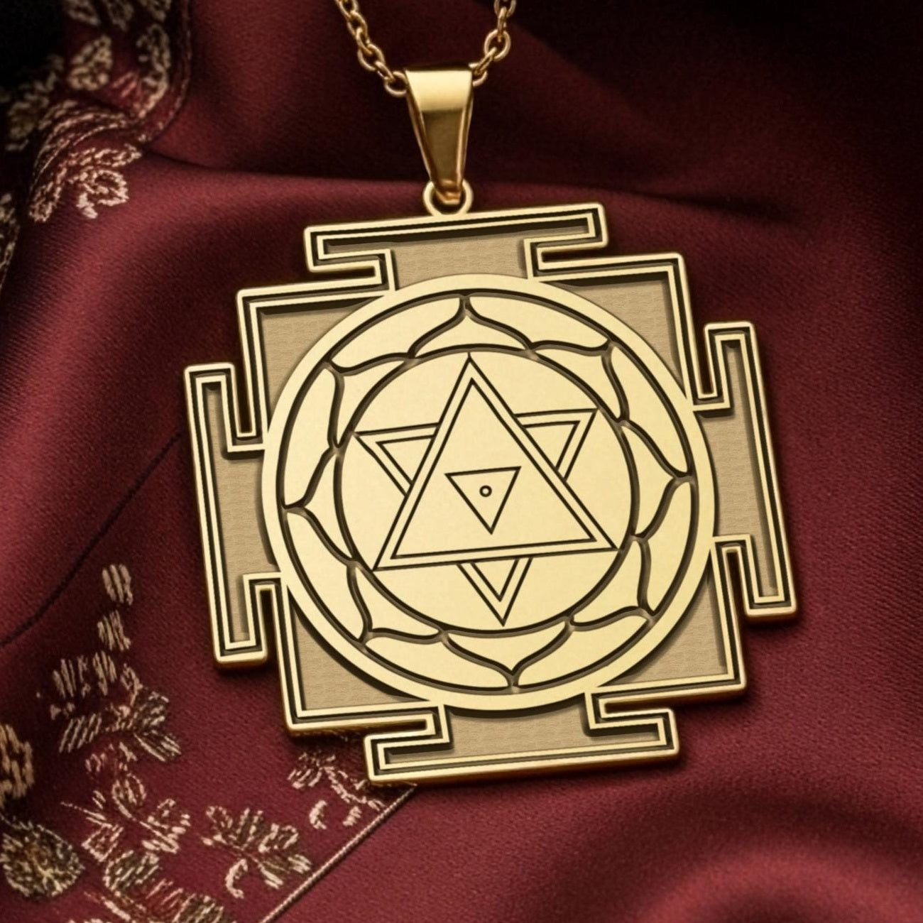 Shiva Sri Yantra Amulet Necklace: 14K Gold Sacred Geometry Talisman for Protection, - View 48