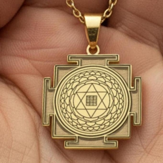 Kuber Yantra Pendant: 14K Gold with kuber yantra sacred geometry amulet talisman - View 48