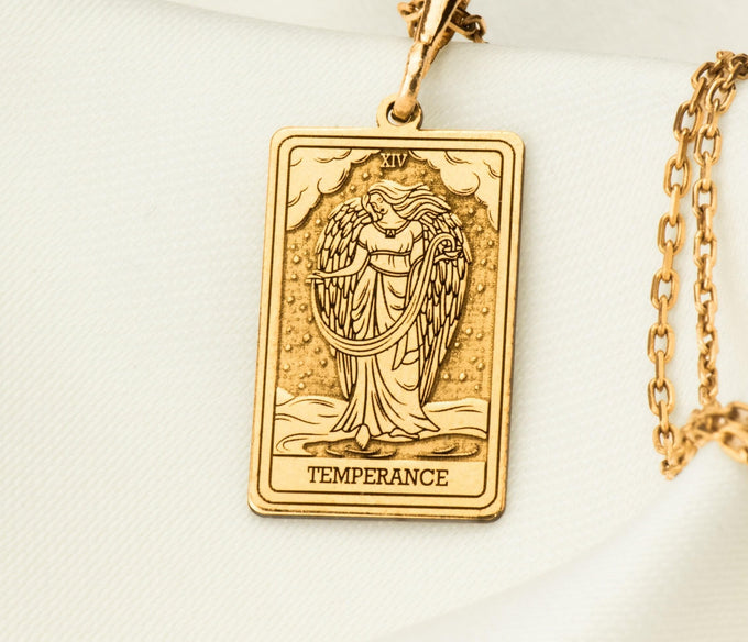 Temperance Pendant: 14K Gold Pouring Water, Balance Alchemy Charm, Tarot Card Jewelry - View 48