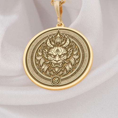 Asura Pendant: 14K Gold with gold asura hindu demon spiritual amulet talisman amulet - View 153