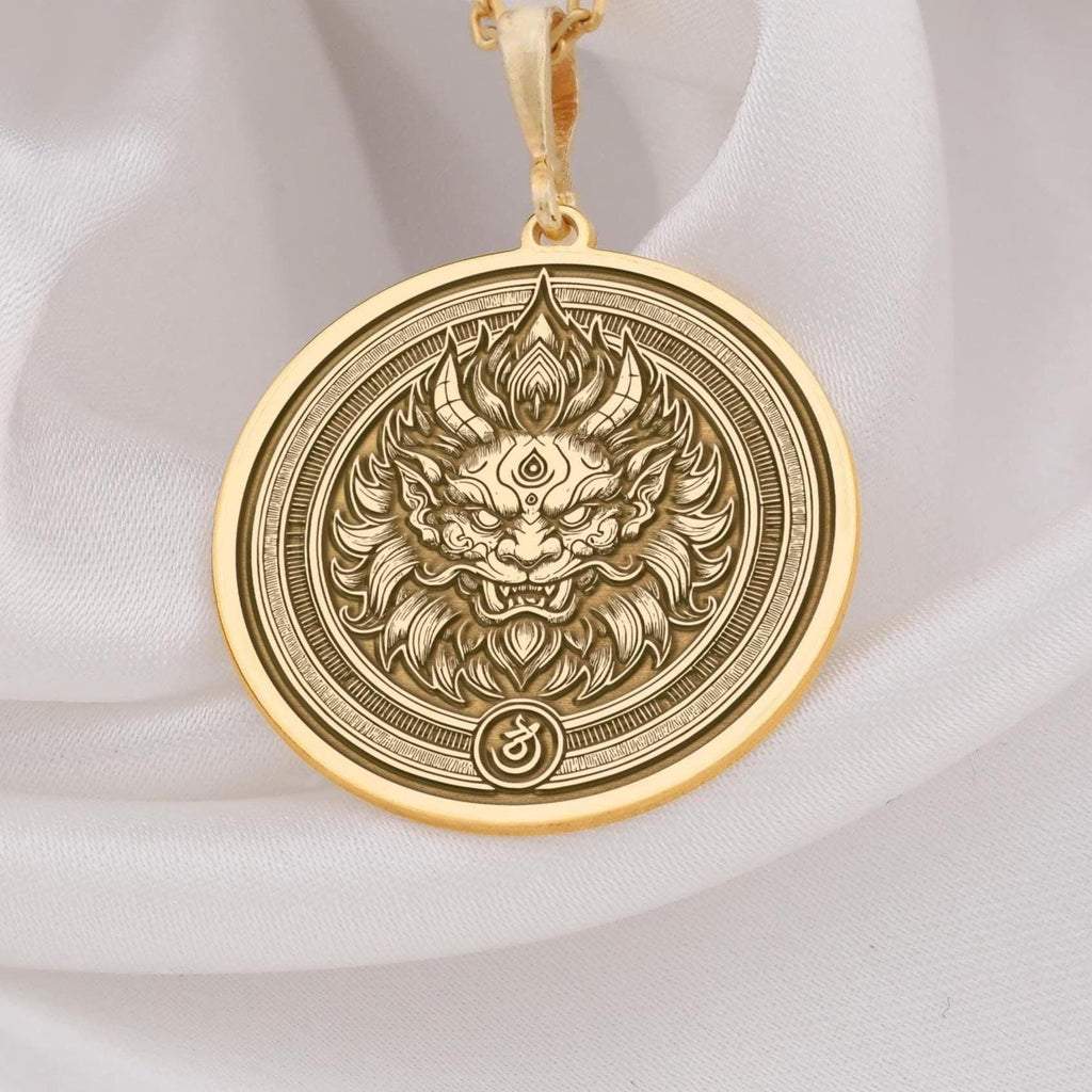 Asura Pendant: 14K Gold with gold asura hindu demon spiritual amulet talisman amulet - View 153