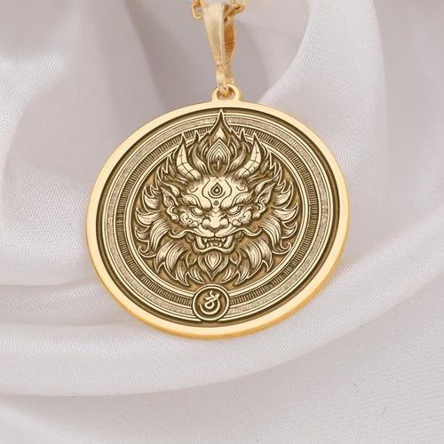 Asura Pendant: 14K Gold with gold asura hindu demon spiritual amulet talisman amulet - View 153