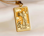 Hermit Figure Necklace Necklaces 14K 14K Gold Plated pendant necklace featuring a vintage hermit design with celestial elements.