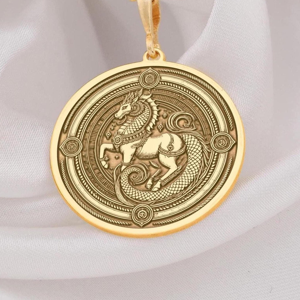 Sleipnir Pendant: 14K Gold with sleipnir necklace real gold sleipnir wayfinder runic - View 48
