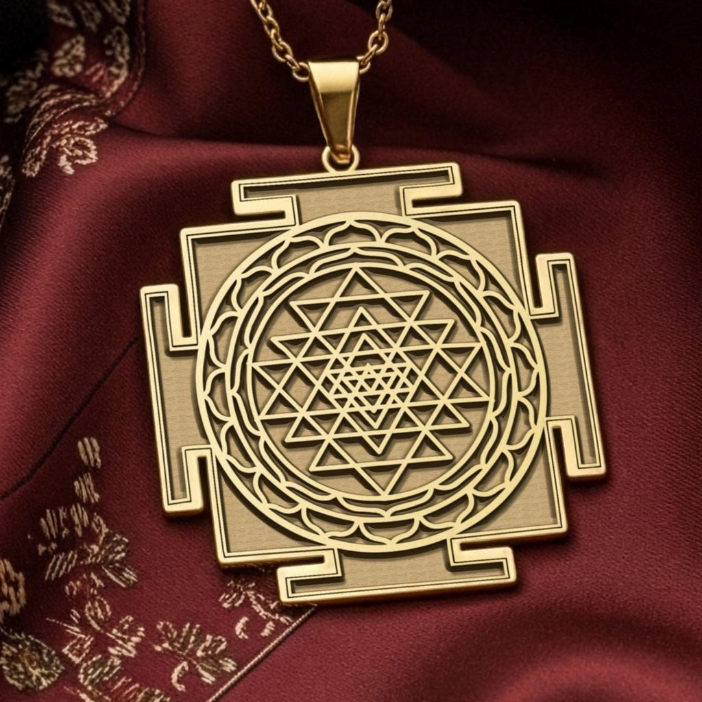 Sri Yantra Pendant: 14K Gold with sri yantra sacred geometry amulet talisman collectible - View 153