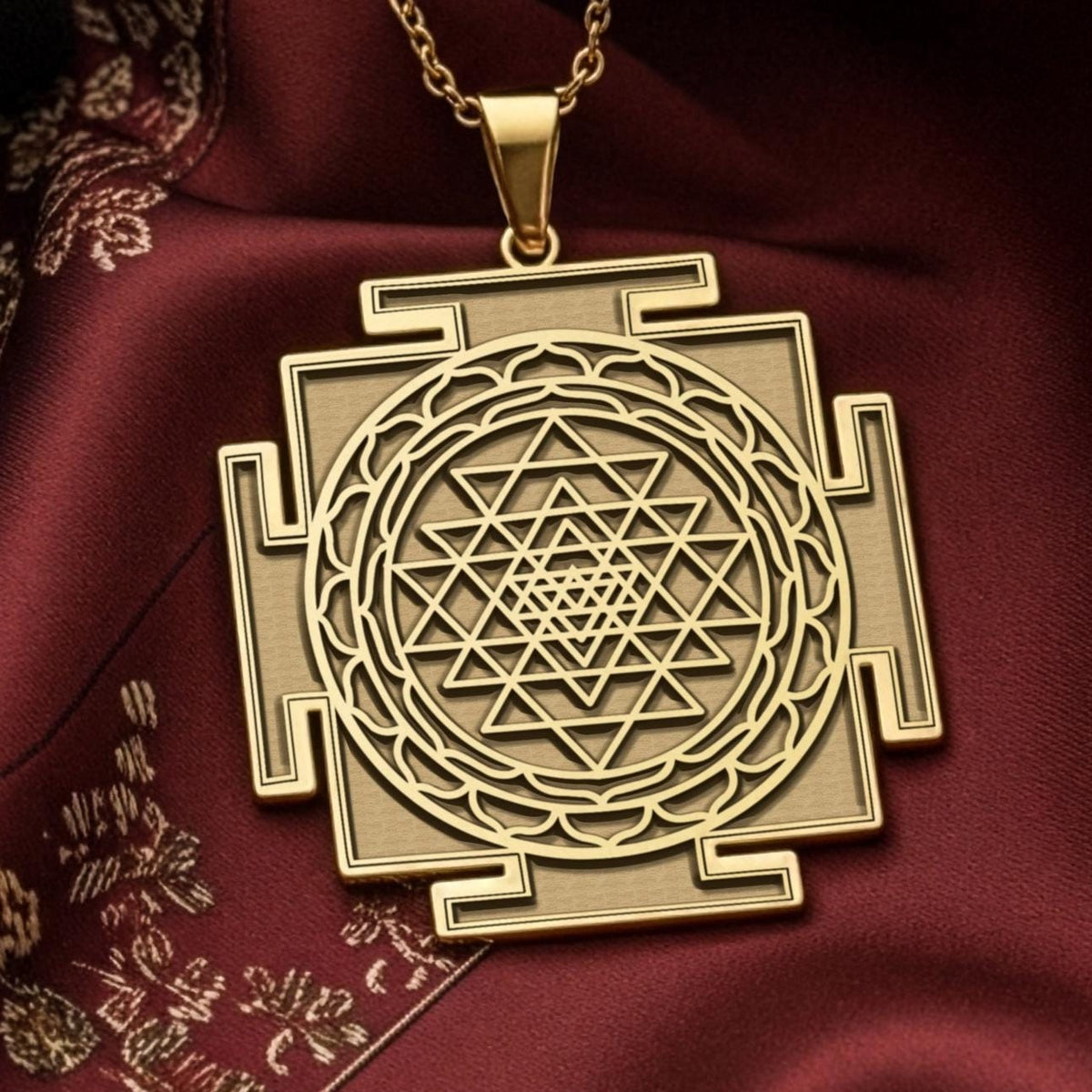 Sri Yantra Pendant: 14K Gold with sri yantra sacred geometry amulet talisman collectible - View 153