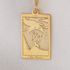 The Moon Tarot Card Necklace: 14K Gold with moon card rider waite occult arcana talisman - View 153