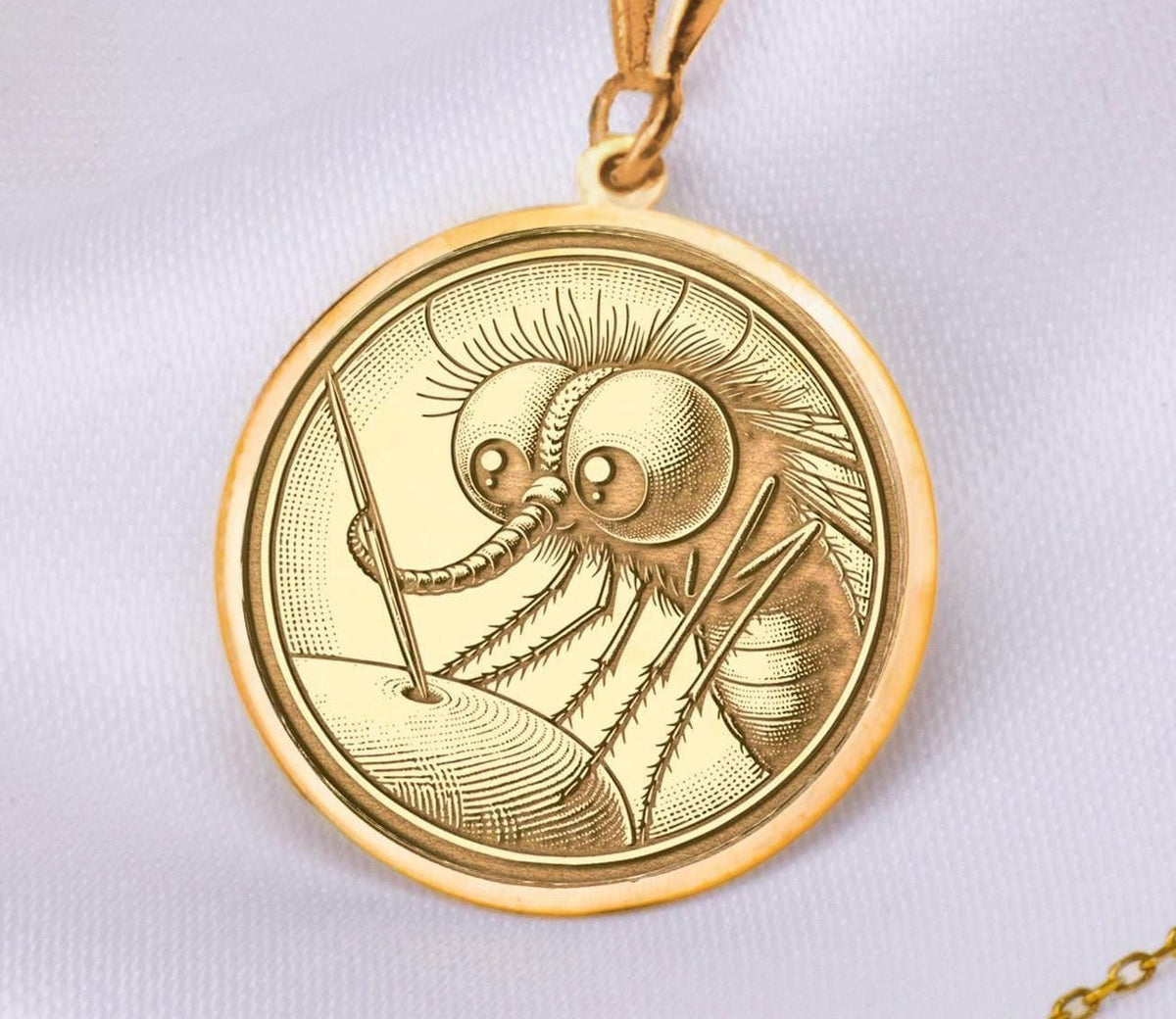 Mosquito Insect Pendant: 14K Gold with insect pendant mosquito insect amulet talisman - View 153