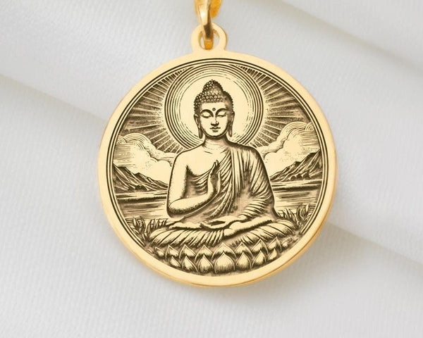 Buddha Necklace: 14K Gold with handmade buddha real gold buddha talisman amulet amulet - View 153