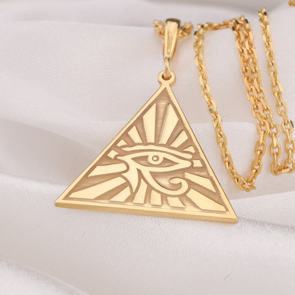 Eye of Horus Necklace: 14K Gold with eye of horus pendant charm horus talisman amulet - View 48