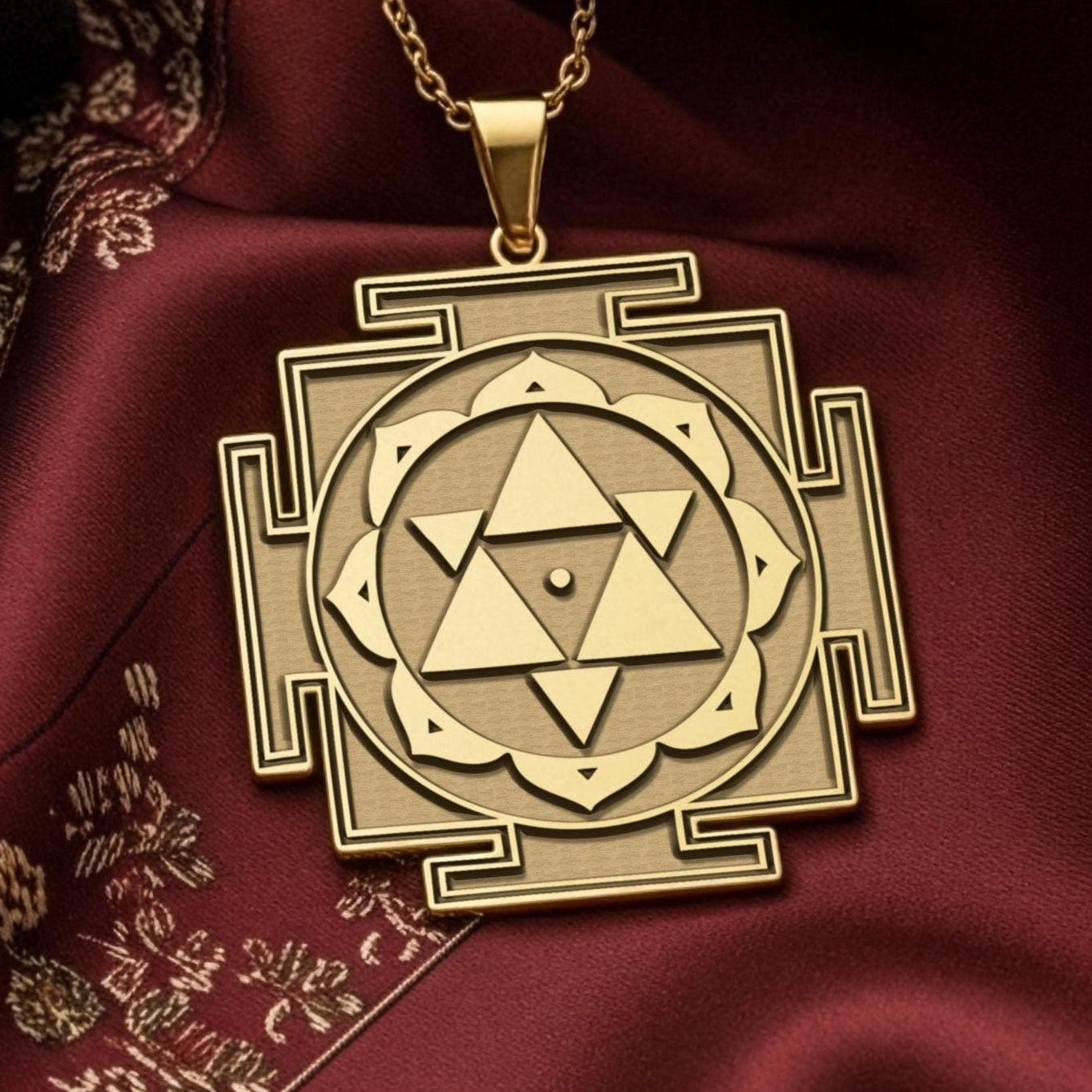 Shiva Yantra Necklace: 14K Gold with mahadev trishul amulet talisman spiritual amulet - View 48