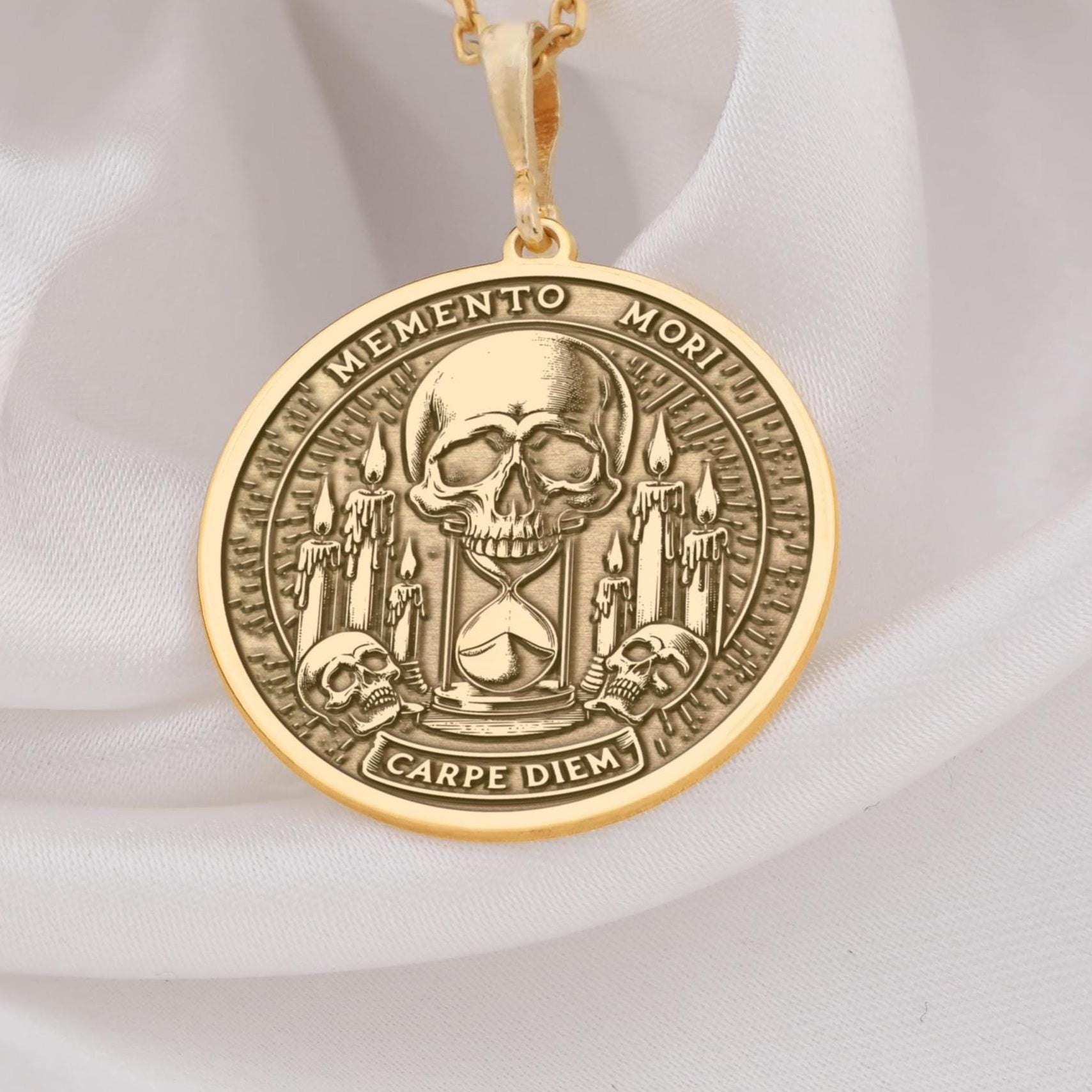 Skull Necklace: 14K Gold with memento mori goth macabre talisman occult amulet talisman - View 48