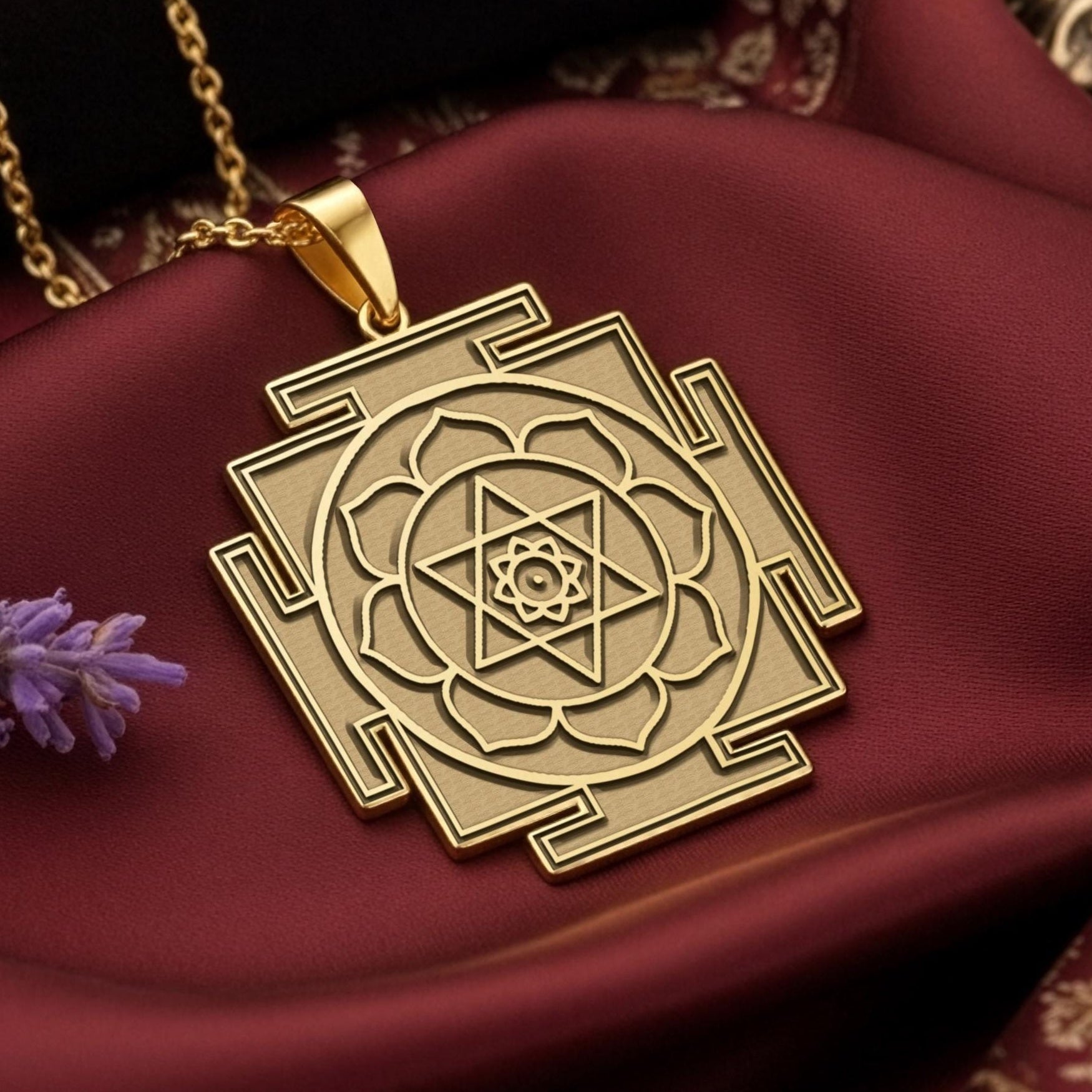 Lakshmi Yantra Necklace: 14K Gold with wealth goddess abundance amulet talisman spiritual - View 48
