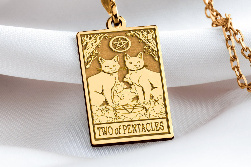 Two of Pentacles Pendant: 14K Gold with two of pentacles pentacles juggler amulet - View 48