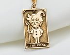 The Fool Tarot Pendant: 14K Gold with tarot card rider waite major arcana occult - View 48