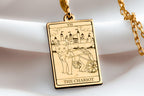 14K Gold The Charity Tarot Cat Necklace: 14K Gold with tarot card rider waite occult - View 48