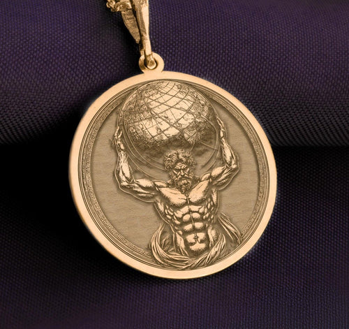 Atlas Titan Pendant: 14K Gold with atlas necklace gold atlas necklace amulet talisman - View 48