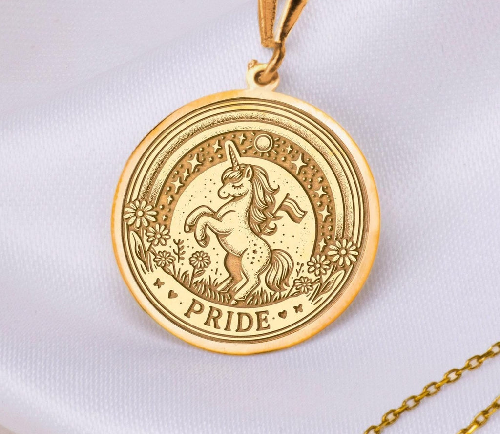Pride Unicorn Necklace: 14K Gold with unicorn jewelry silver unicorn charm amulet - View 48