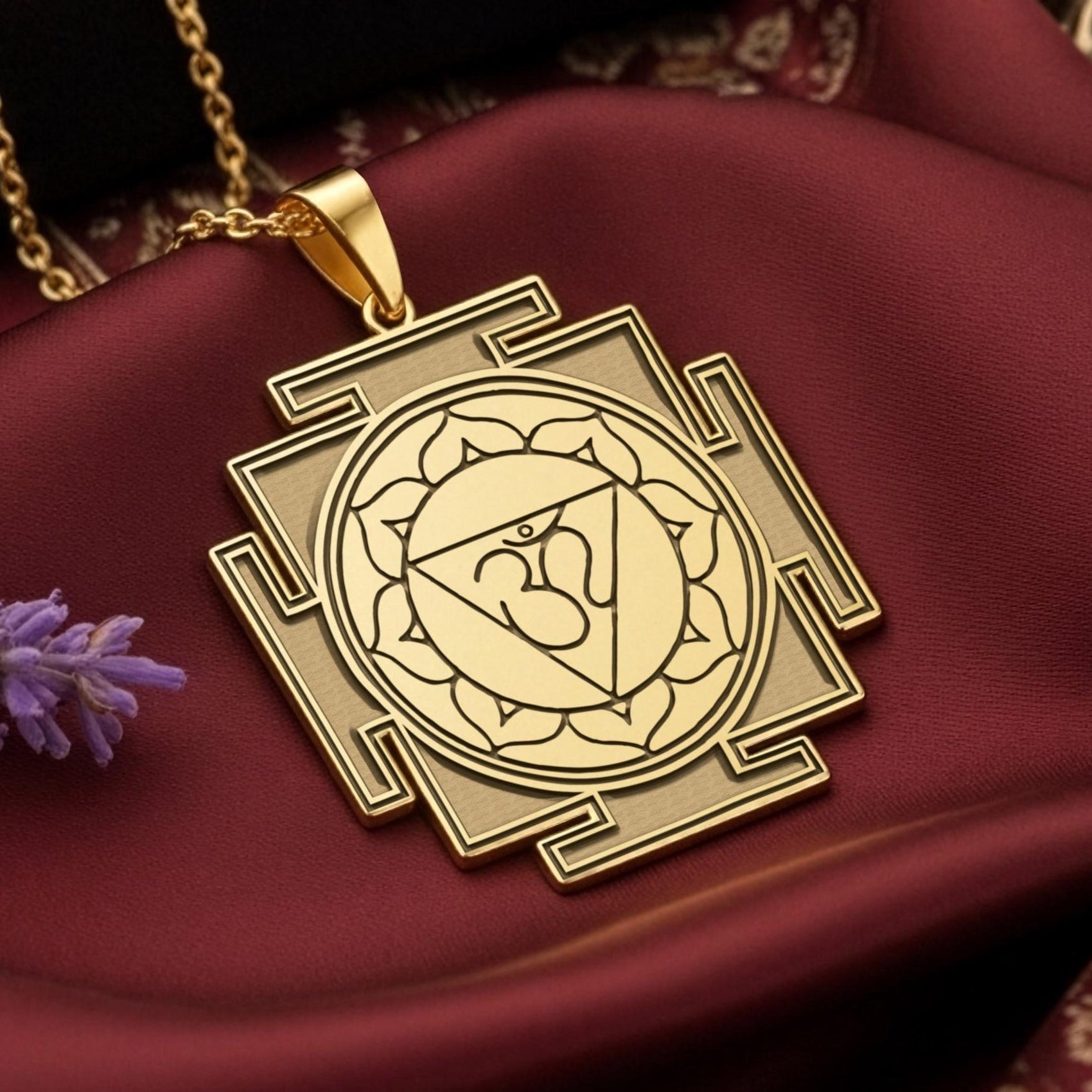 Om Yantra Necklace: 14K Gold with aum yantra om yantra necklace amulet talisman spiritual - View 48