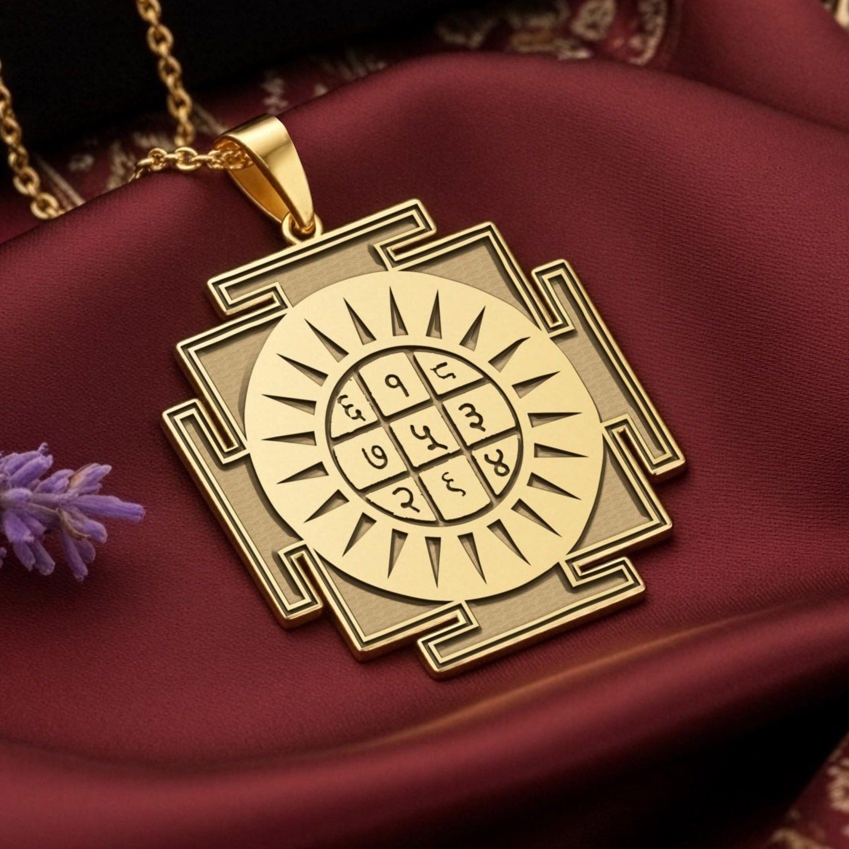 Surya Yantra Necklace: 14K Gold with surya yantra sun god amulet amulet talisman - View 48