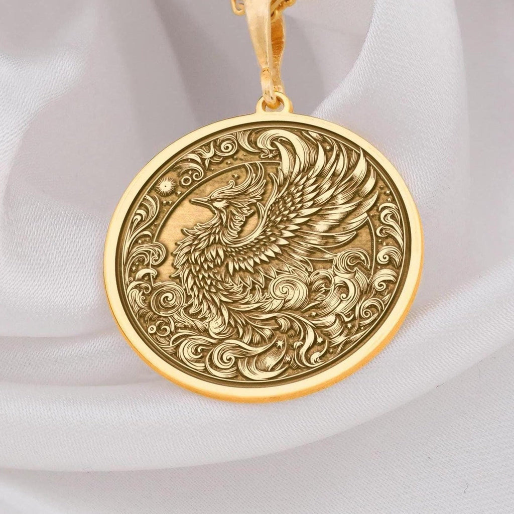 Phoenix Necklace: 14K Gold with phoenix necklace personalized phoenix talisman amulet - View 48