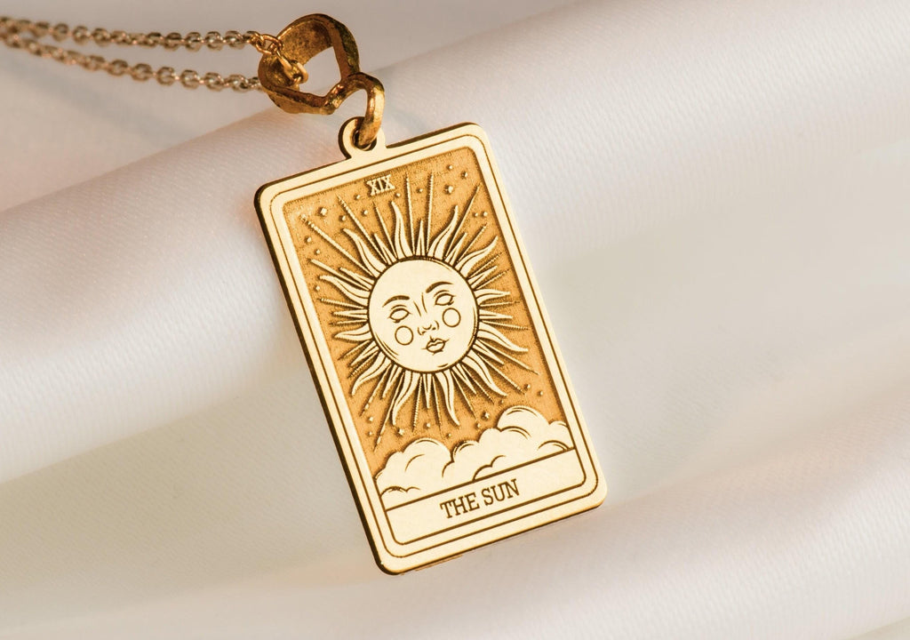 The Sun Tarot Pendant: 14K Gold with sun card rider waite major arcana occult talisman - View 153