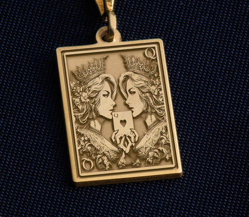 Ace of Queens Pendant: 14K Gold with pride charm necklace ace queens major arcana - View 48