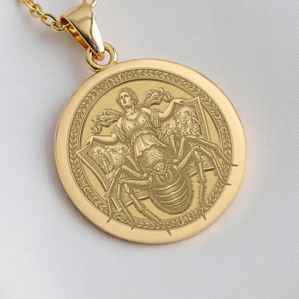 Arachne Spider Necklace: 14K Gold with arachne necklace silver arachne talisman amulet - View 153