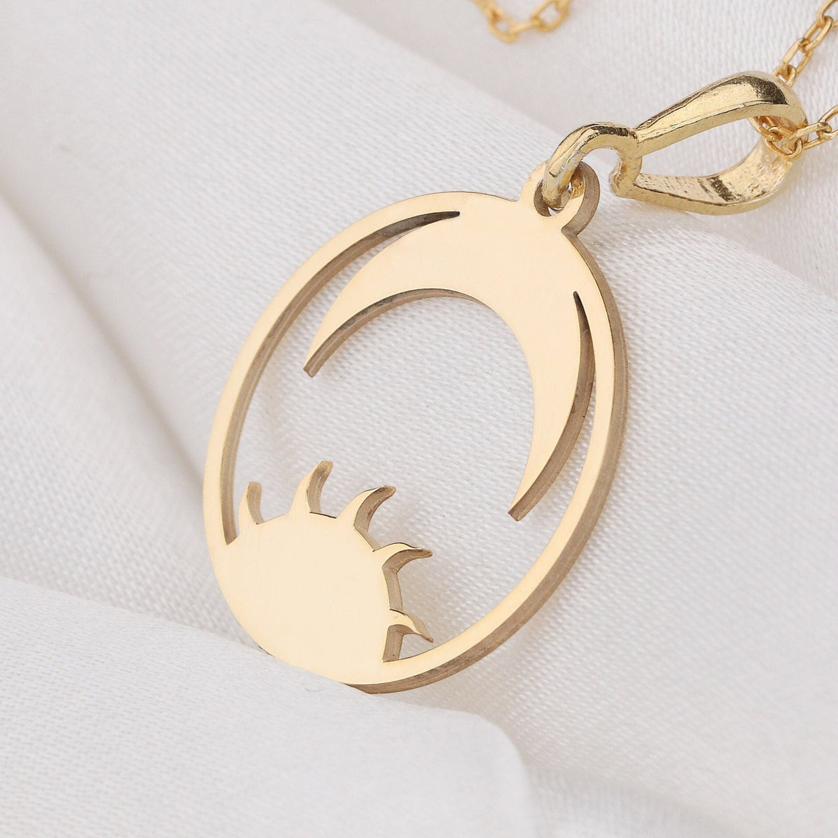 Sun and Moon Necklace: 14K Gold with sun and moon moon and sun jewelry talisman amulet - View 48