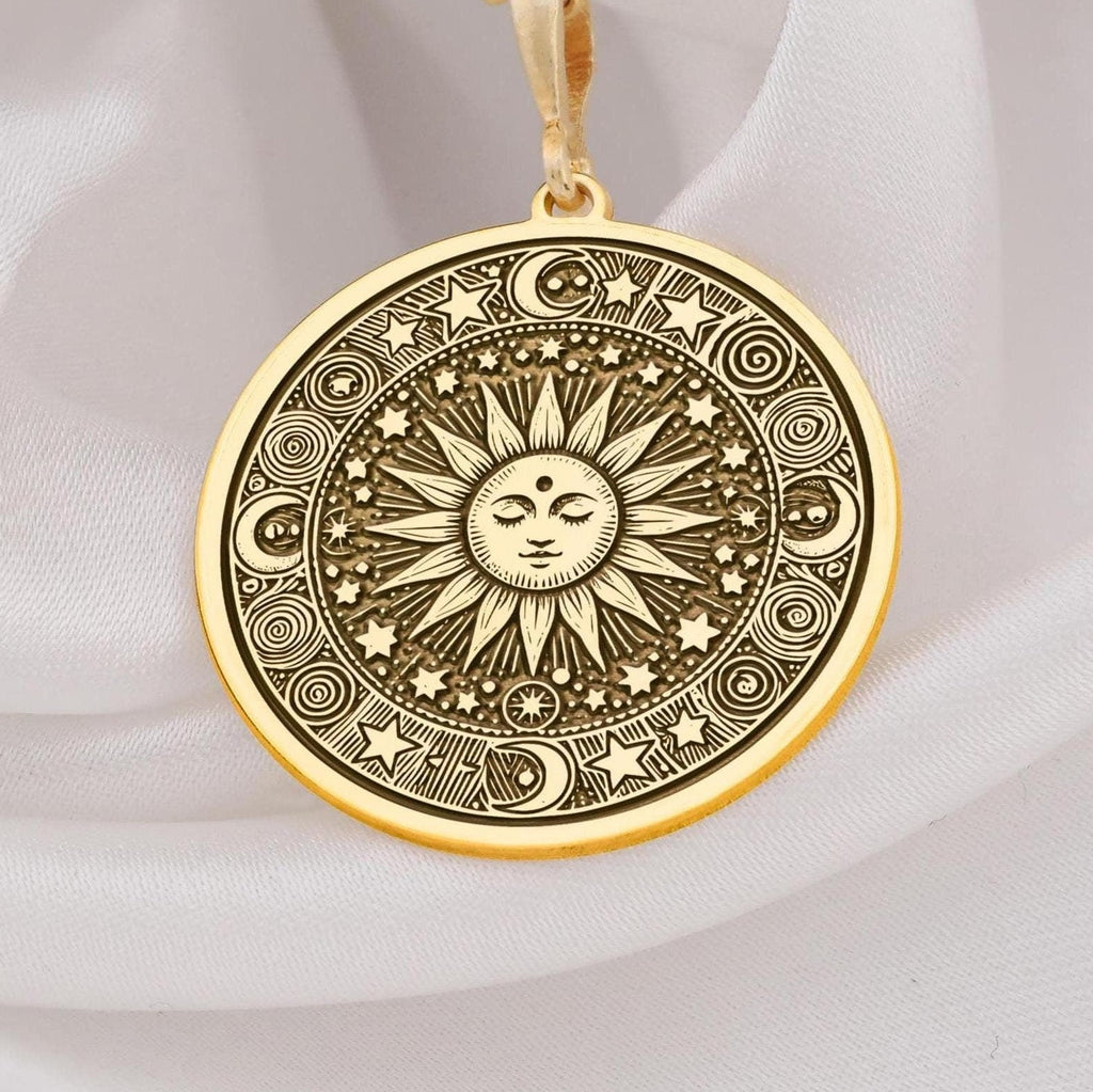Sun Necklace: 14K Gold with gold sun necklace silver sun pendant talisman amulet - View 48