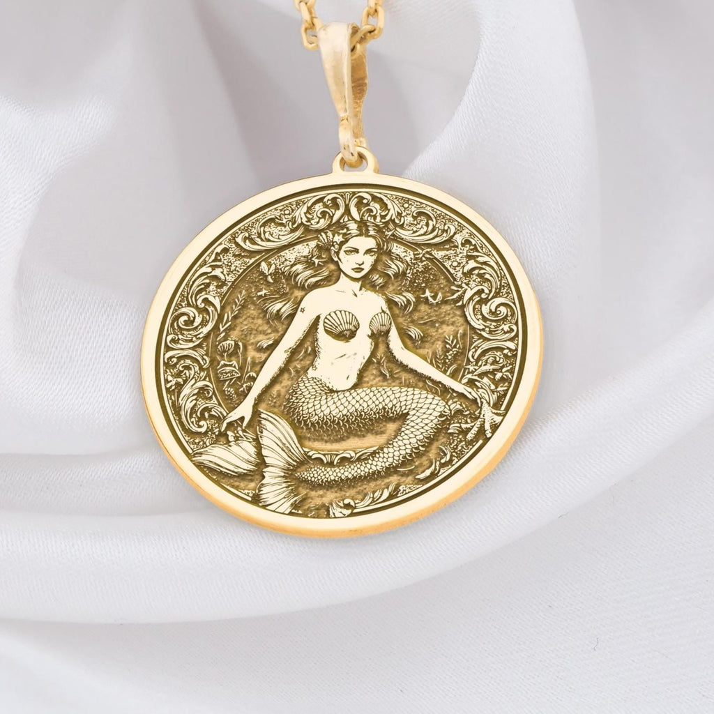 Mermaid Necklace: 14K Gold with sea siren ocean goddess talisman amulet collectible - View 48