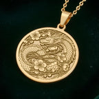 Japanese Dragon Necklace: 14K Gold Ryu Symbol Pendanrt - View 2
