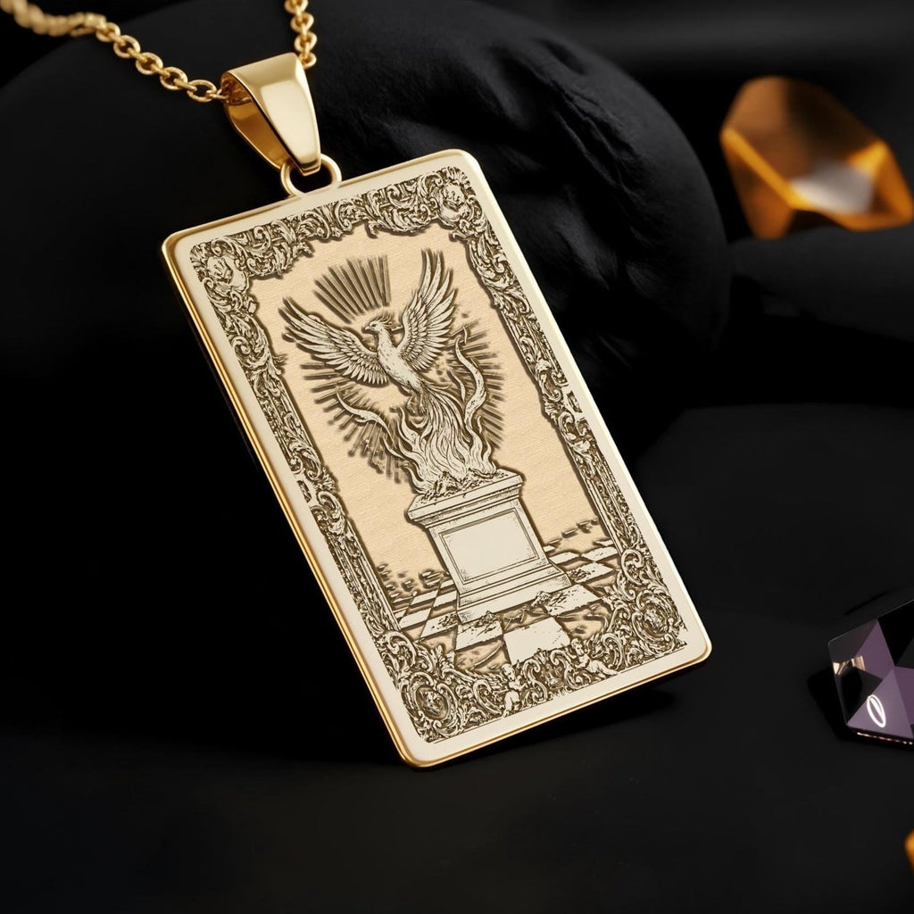 Phoenix Necklace: 14K Gold Rising from Ashes, Rebirth & Strength Charm - View 2
