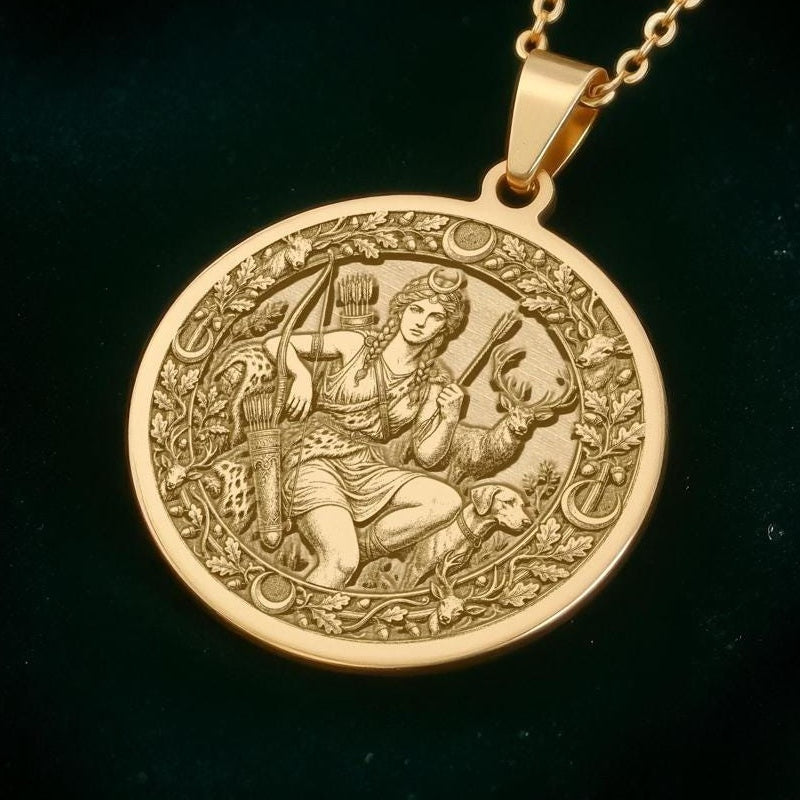Artemis Necklace: 14K Gold Goddess of the Hunt Pendant - View 48