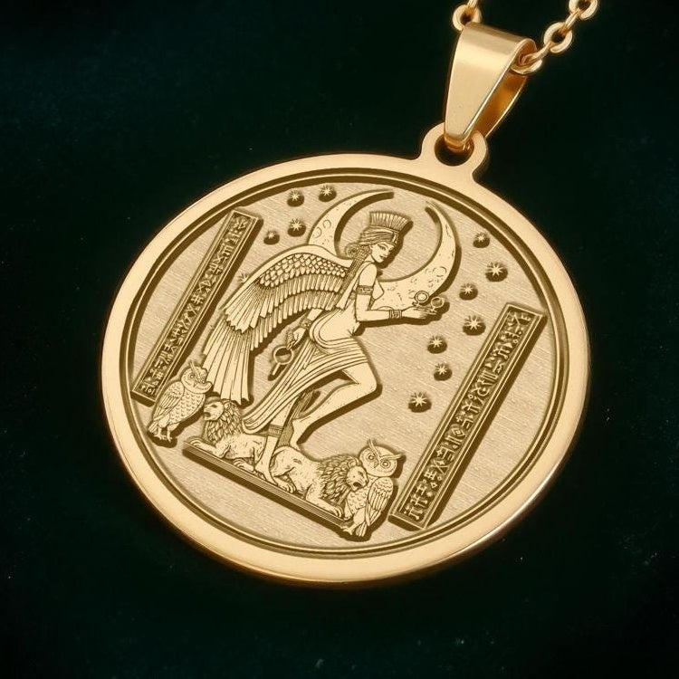 Ereshkigal Necklace: 14K Gold Underworld Queen Pendant - View 2