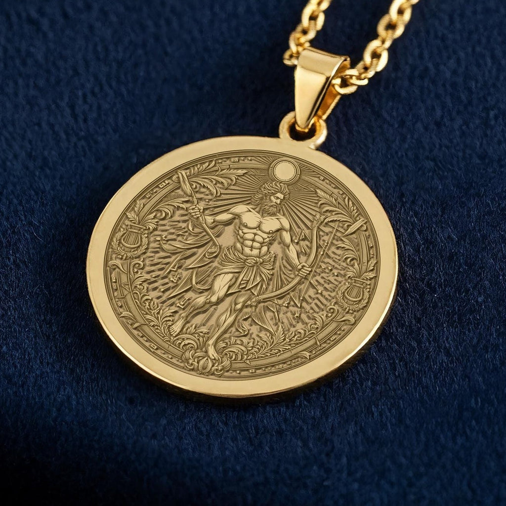 Apollo Pendant Necklace: 14K Gold, Music God Charm, Greek Myth Jewelry - View 2