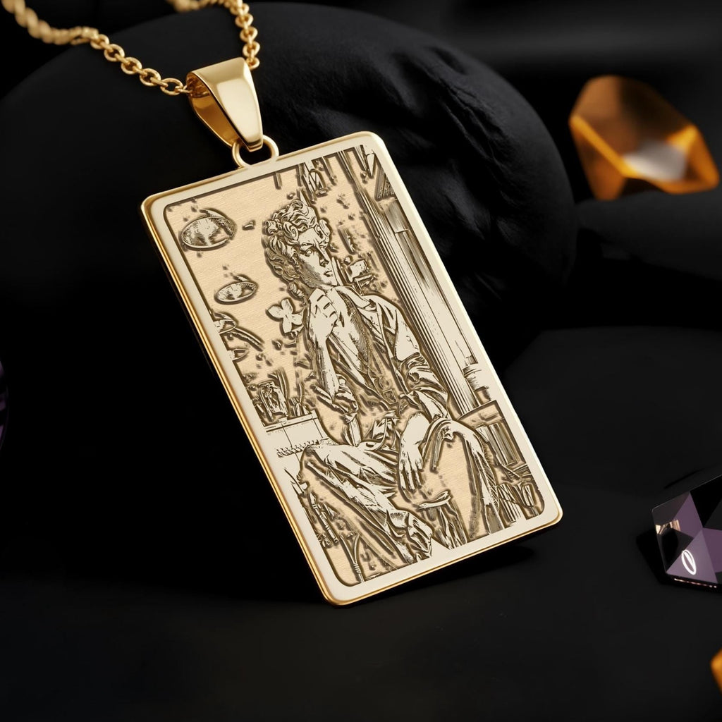 Pop Art David Pendant: 14K Gold Michelangelo Necklace - View 2
