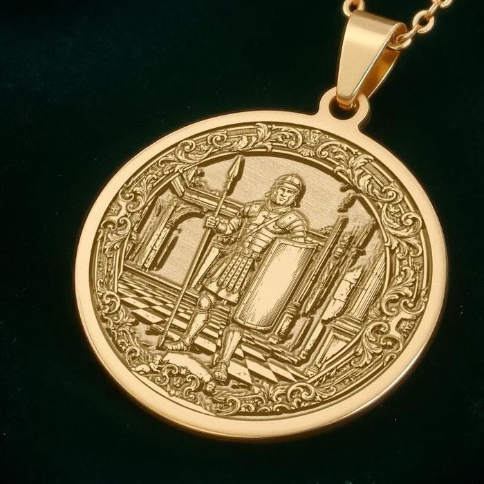 Pawn Chess Coin Necklace: 14K Gold Potential Symbol, Strategy Charm - View 2