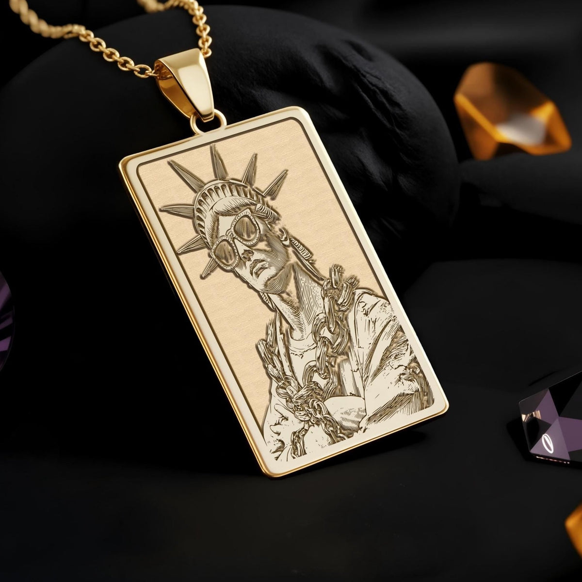 14K Gold Statue of Liberty Necklace: NYC Urban Art Pendant - View 2