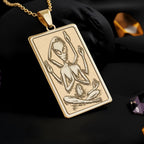 Meditating Alien Necklace: 14K Gold, Zen Sci-Fi Art, Yoga Space Gift - View 2