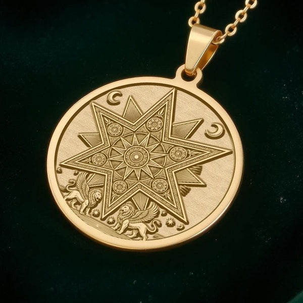 Star of Ishtar Necklace: 14K Gold Mesopotamian Star, Goddess Pendant - View 2