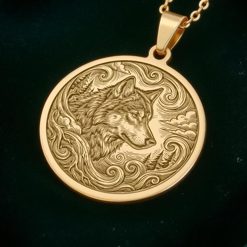 Wolf Necklace: 14K Gold Wild Spirit Pendant - View 2