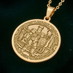 Rook Chess Coin Necklace: 14K Gold Castle Tower, Protection Gift - View 2