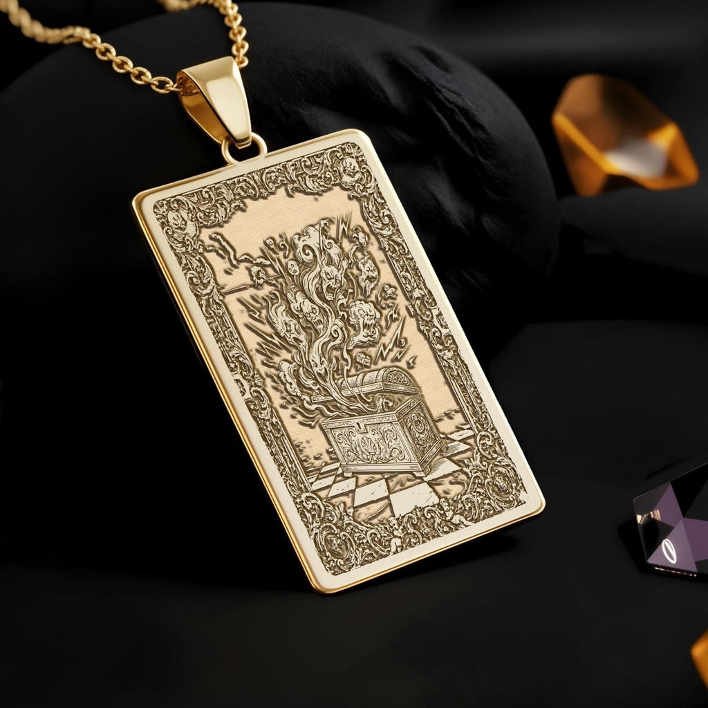 Pandora's Box Necklace: 14K Gold Greek Mythology Hope Symbol - View 2