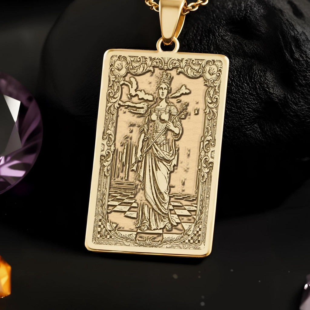 Queen Chess Piece Necklace: 14K Gold Powerful Woman Strategic Prowess Charm - View 153