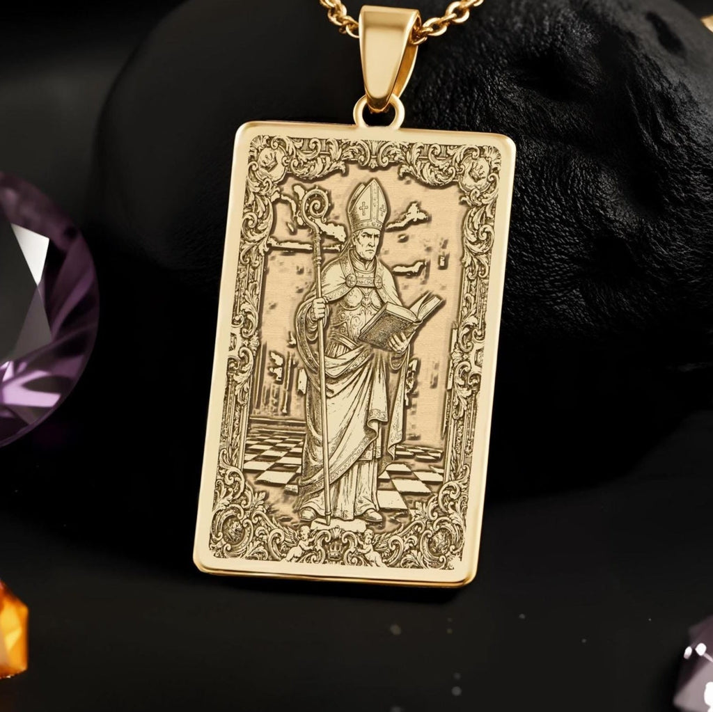 Bishop Chess Piece Necklace: 14K Gold Diagonal Strategist Pendant - View 48