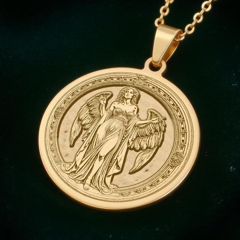 Empusa Pendant Necklace: 14K Gold Greek Myth Charm, Shapeshifter Demoness - View 2