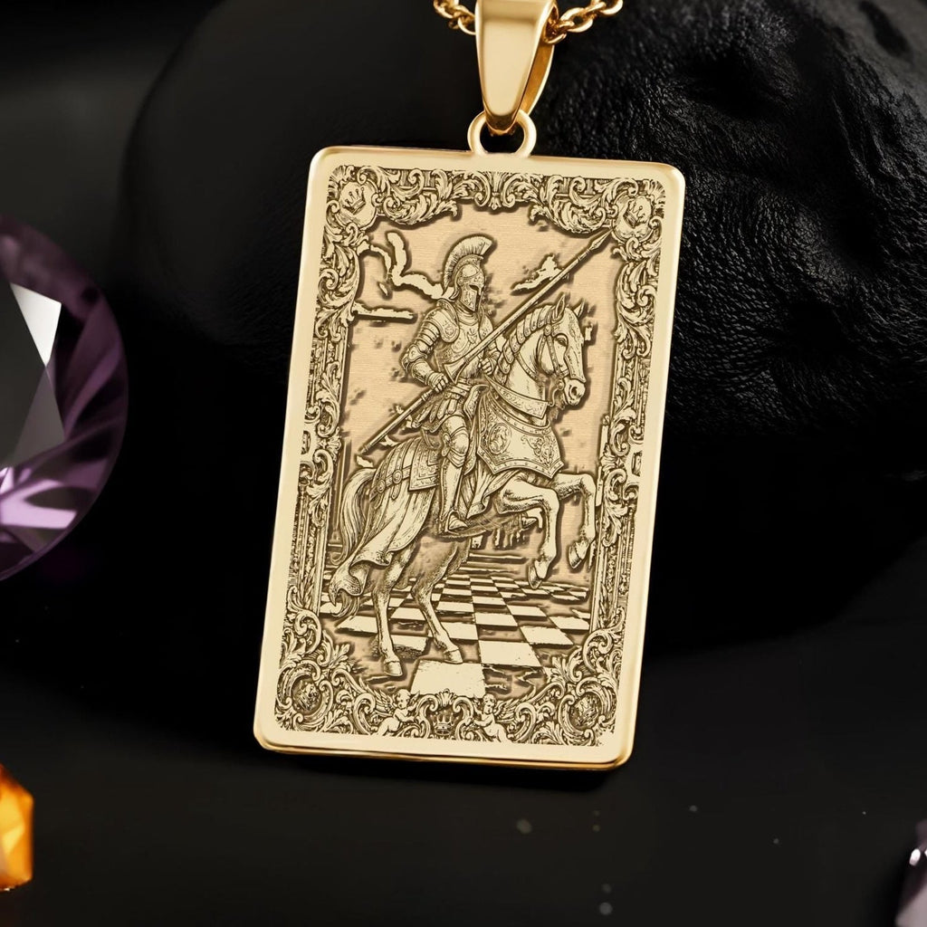 Knight Chess Piece Necklace: 14K Gold Horse Head Charm Pendant - View 48