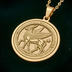 Lamassu Pendant Necklace: 14K Gold Assyrian Guardian, Protection Talisman - View 2